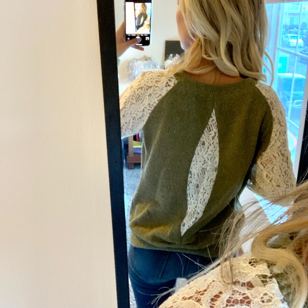 Green Lace Sweater